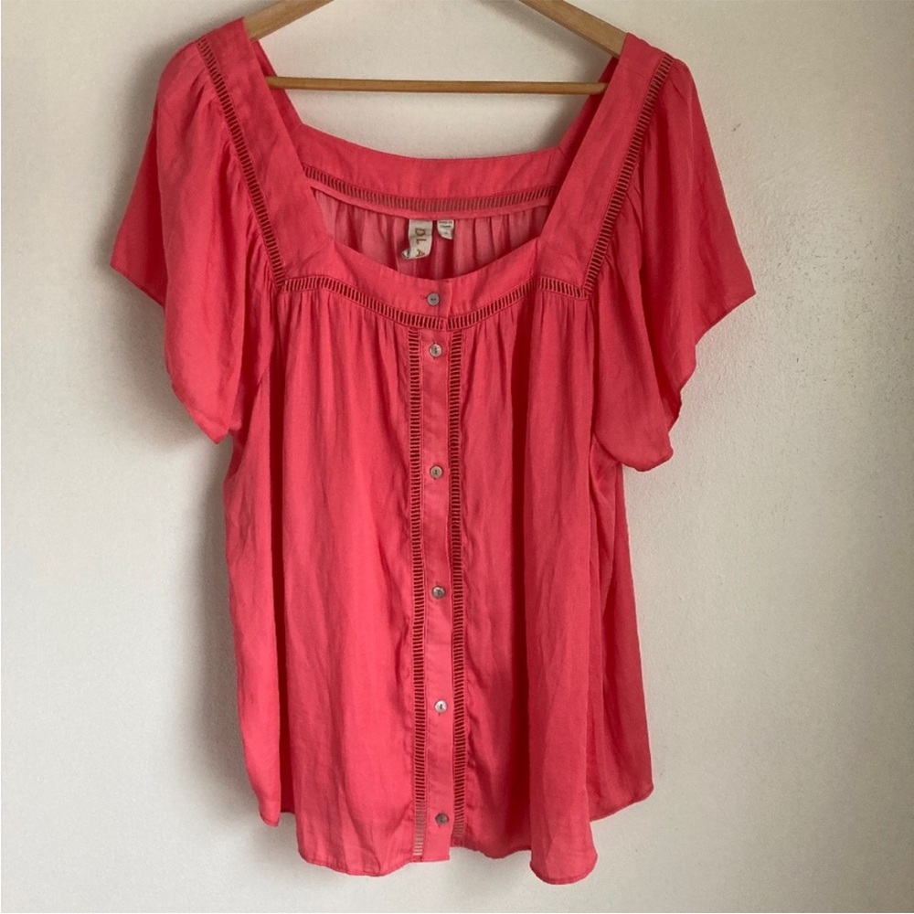 Dolan Coral Button-Front Blouse